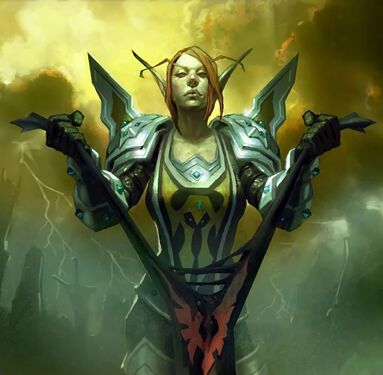 Liadrin donning the Shattered Sun tabard